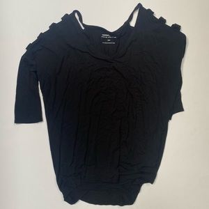 Express London Tee Shoulder Cut Out 3/4 Sleeve Shirt Jersey Soft X-Small Black